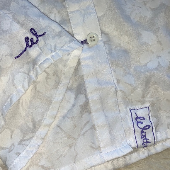 Vintage West Beach sheer white hibiscus flower button down shirt blouse top M - Picture 13 of 15